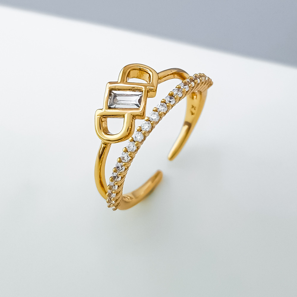 Кільце Багет з доріжкою цирконія; р.16.5+; медичне золото Xuping 18K, фото 1