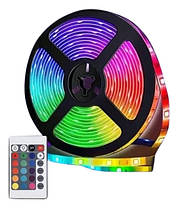 Світлодіодна стрічка 5050 RGB довжиною 5 метрів з пультом, мультиколор