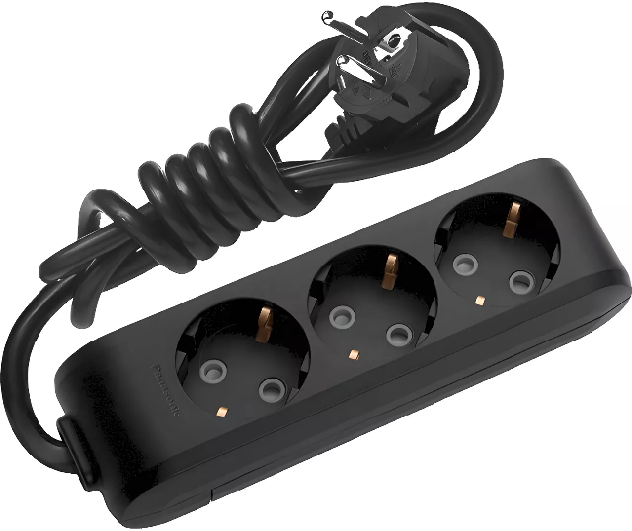 Подовжувач 3 розетки 3 м із заземленням Panasonic X-tendia чорний, фото 1