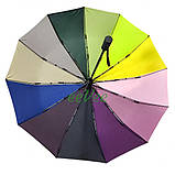 Парасолька веселка жіноча 12 спиць антивітер автомат складана Райдужний (60847), фото 3