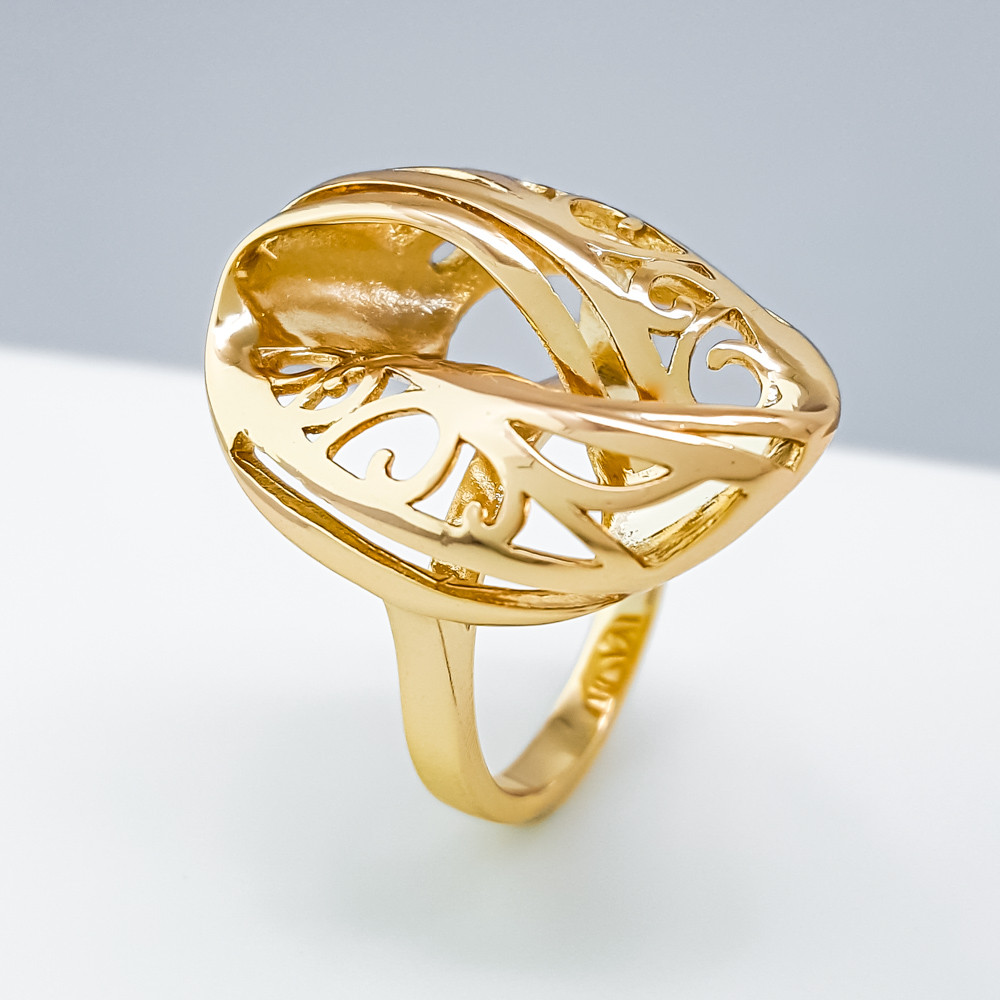 Кільце Класика з грецьким візерунком; р.16.5; р.17; р.18; р.19; медичне золото Xuping 18K, фото 1