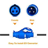 Перехідник - конектор адаптер з 32А силової на 16А на звичайну розетку для заряджання електромобіля, фото 3