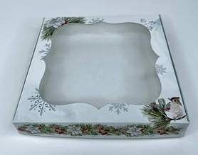 Коробка новорічний подарунок 20 х 20 х 3 см