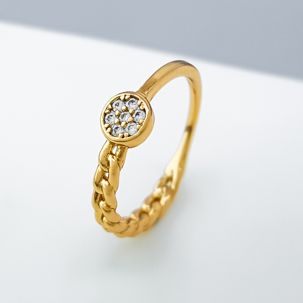 Кільце Класика з розсипом цирконія; р.16.5; р.17.5; р.18; медичне золото Xuping 18K, фото 1