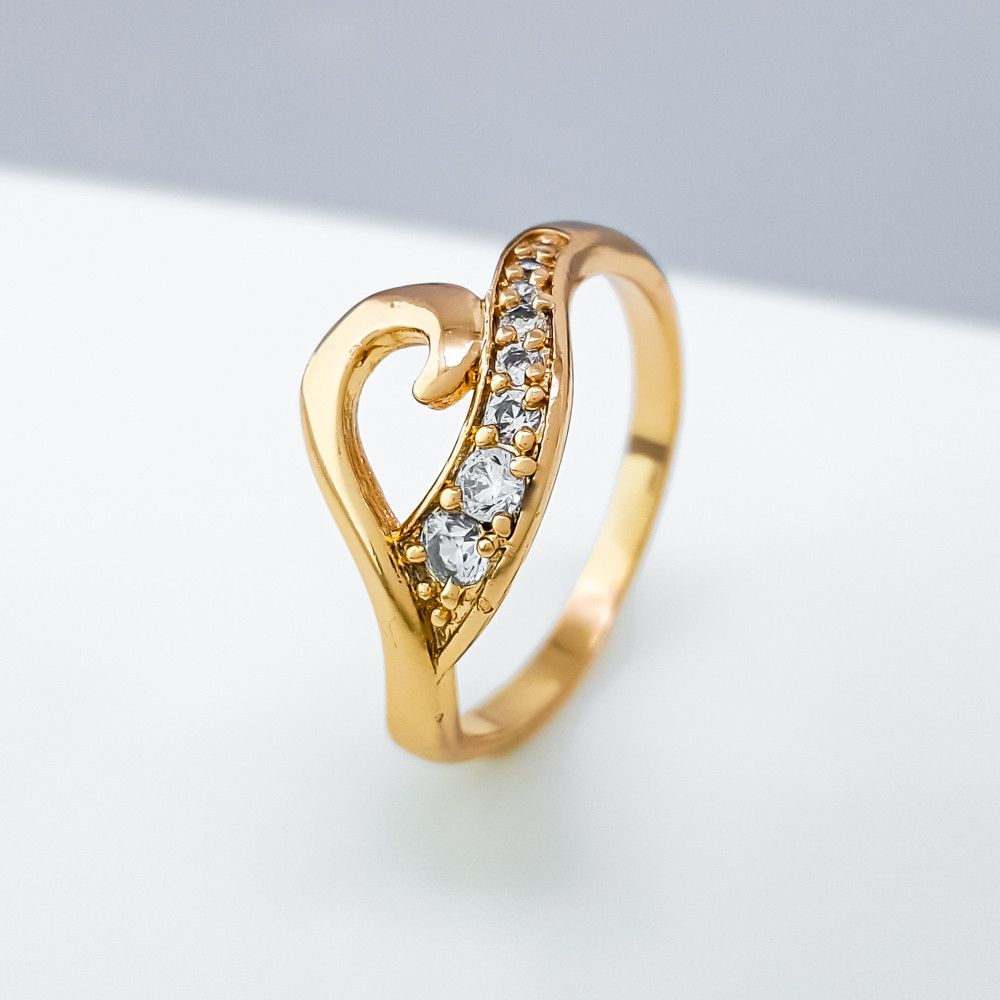 Кільце Серце з доріжкою цирконія; р.16.5; р.17; р.18; р.19; р.20; медичне золото Xuping 18K, фото 1