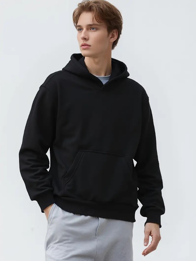 Тепле худі чоловіче для хлопчика підлітка Чорне, фото 1