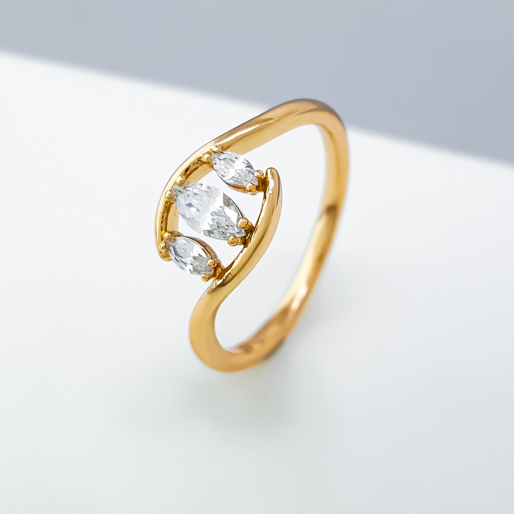 Кільце 3 фіаніта; р.17; р.18; р.19; р.19.5; медичне золото Xuping 18K, фото 1