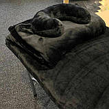 Плюшевий набір чорний: чохол, плед і подушка ''Підкова'' на кушетку косметологічну для масажу, фото 4