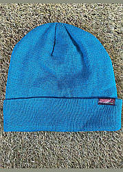 Шапка чоловіча тепла з лейбочкою C&A, блакитний і бірюзовий колір