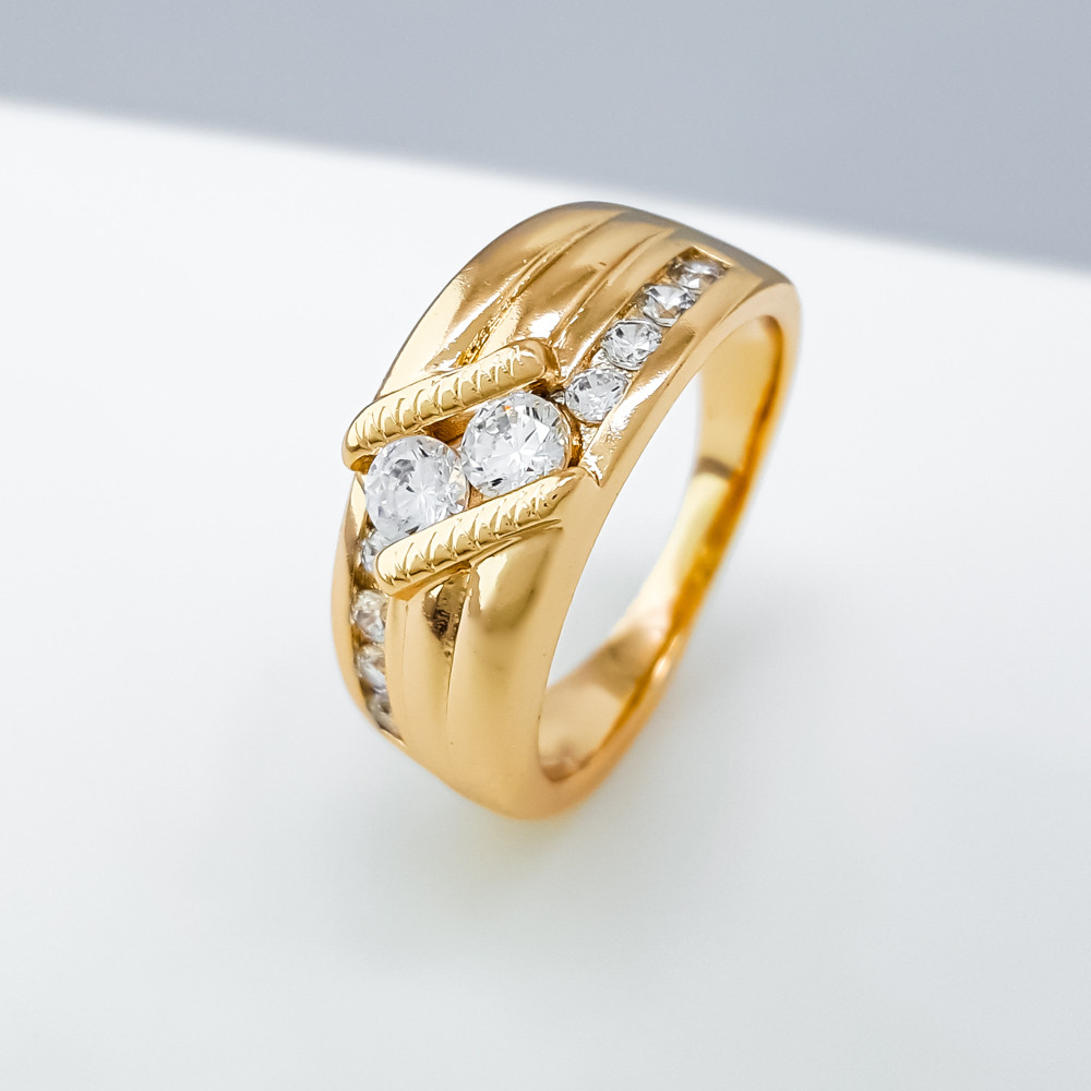 Кільце Класика з доріжкою цирконія; р.17; р.18; р.18.5; р.19.5; медичне золото Xuping 18K, фото 1