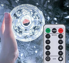 Гірлянда Крапля Роси нитка 200м 2000LED з пультом, від мережі, зелений дріт, білий