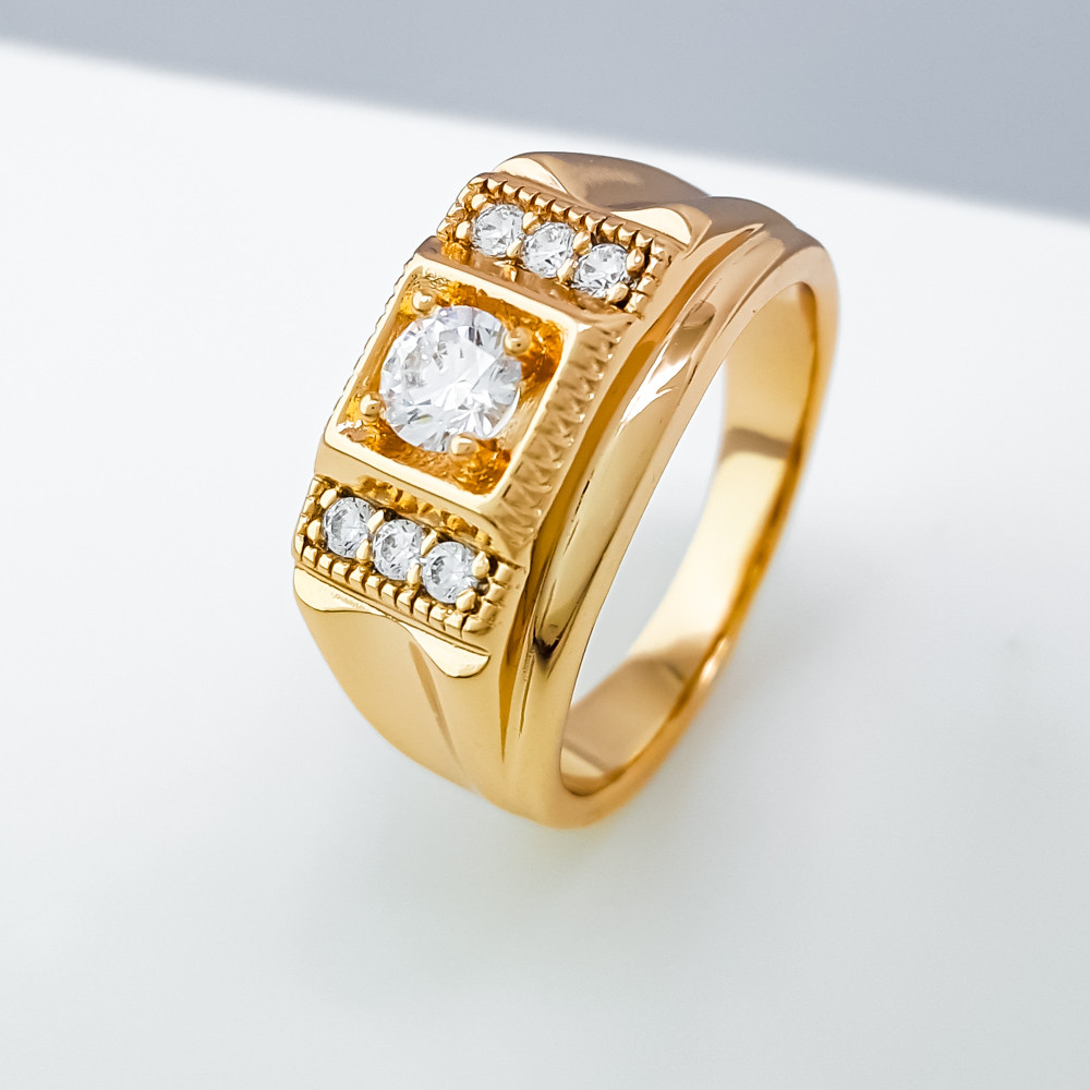 Кільце Масивне з вставкою цирконія; р.20.5; р.21; р.22; медичне золото Xuping 18K, фото 1