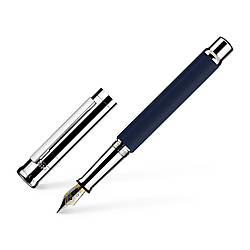 Ручка перова OttoHutt серії Design 04 Fountain Pen Shine Blue Platin, корпус синій / платина, перо F (0.5 мм), 954221