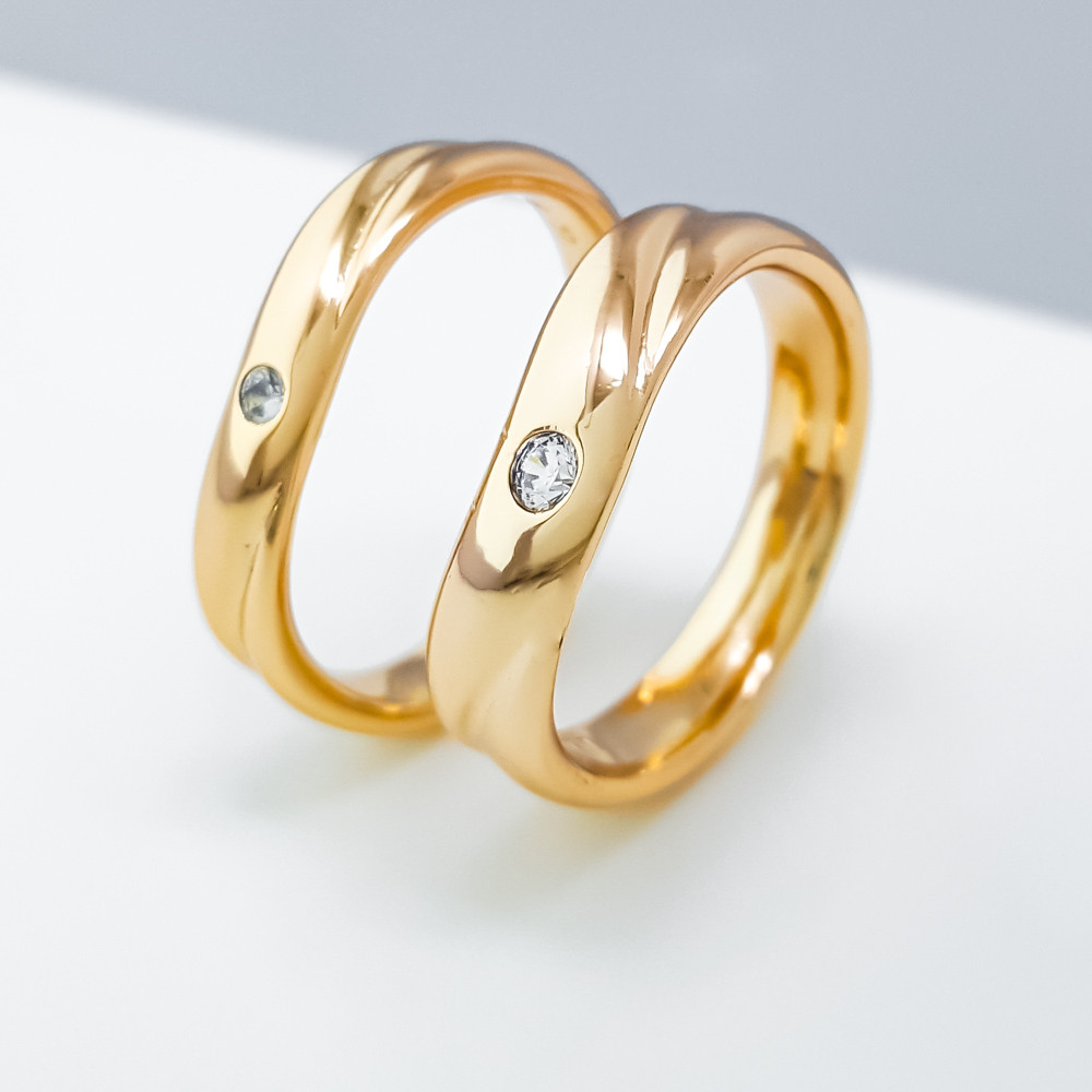 Кільце 2в1 Класика з вставкою цирконія; р.17; р.18; р.18.5; медичне золото Xuping 18K, фото 1