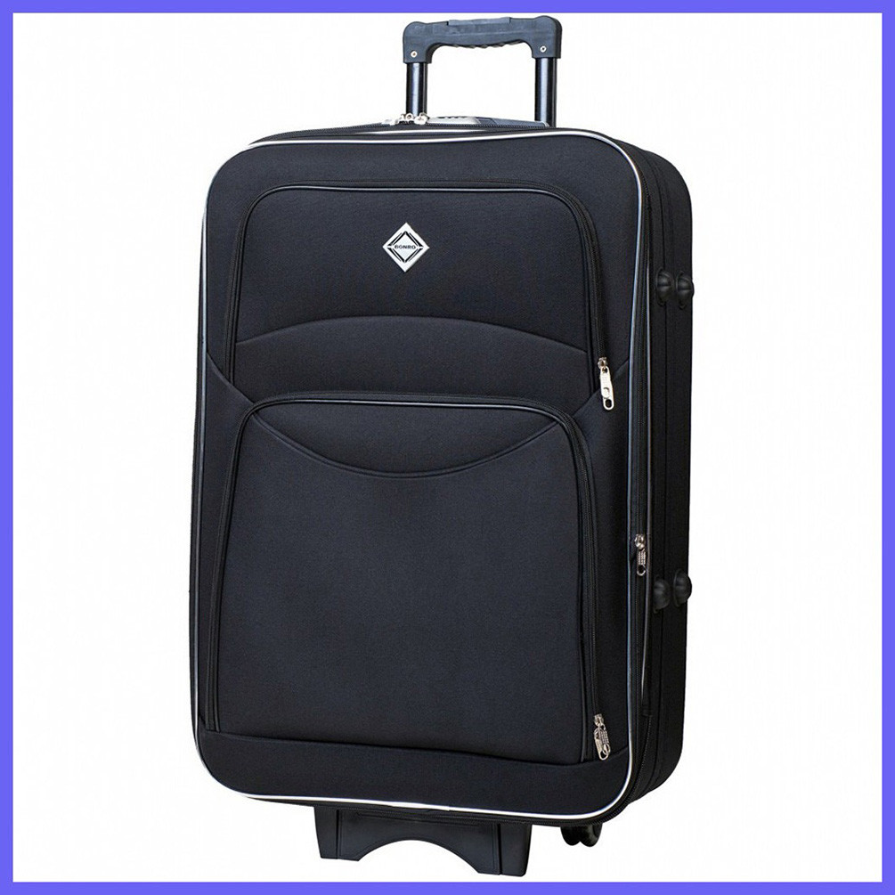 Дорожня валіза на колесах Bonro Style M невелика тканинна чорна з кодовим замком і висувною ручкою