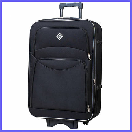 Дорожня валіза на колесах Bonro Style M невелика тканинна чорна з кодовим замком і висувною ручкою, фото 1