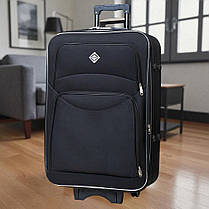 Велика дорожня валіза на колесах Bonro Style L чорна тканинна з кодовим замком і висувною ручкою, фото 3