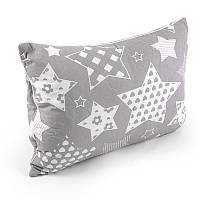 Подушка 50х70 антиалергенна середня на блискавці Grey Star чохол 100% бавовна
