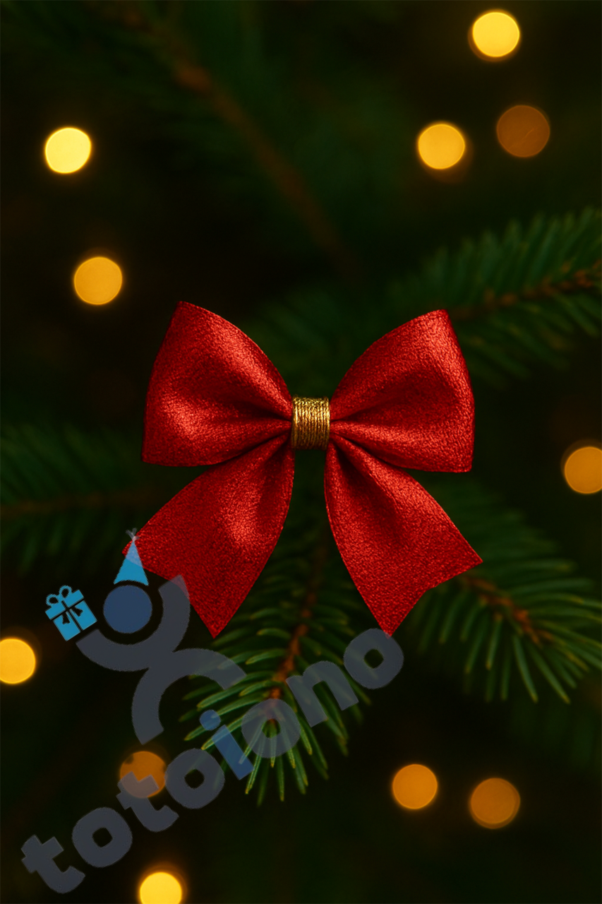 🎀Новорічний декор Бантики (пач. 12 шт.) червоний