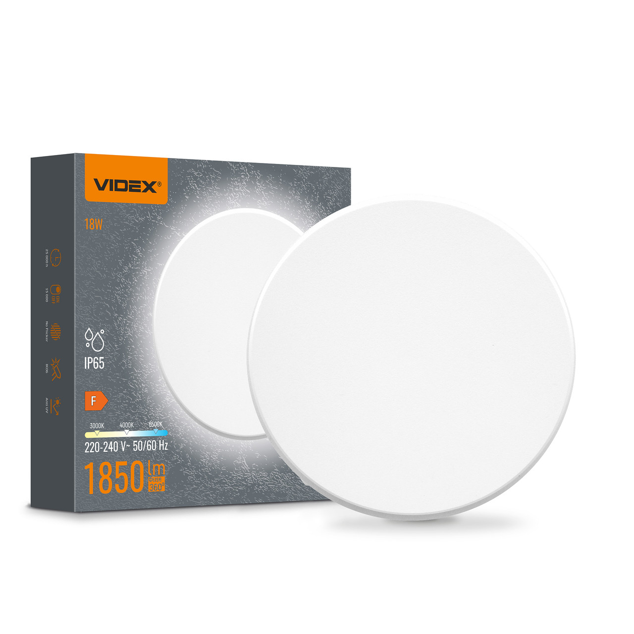 LED світильник настінний IP65 VIDEX WL03 18W 3000K-4000K-6500K White, фото 1