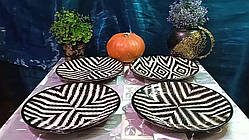 Узбецька порційна тарілка ручної роботи, виробництво Ріштан, d = 23 см, з візерунком атлас, ЧОРНИЙ КОЛІР