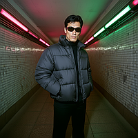 Куртка чоловіча зимова коротка до -20°C тепла Bubble чорна пуховик