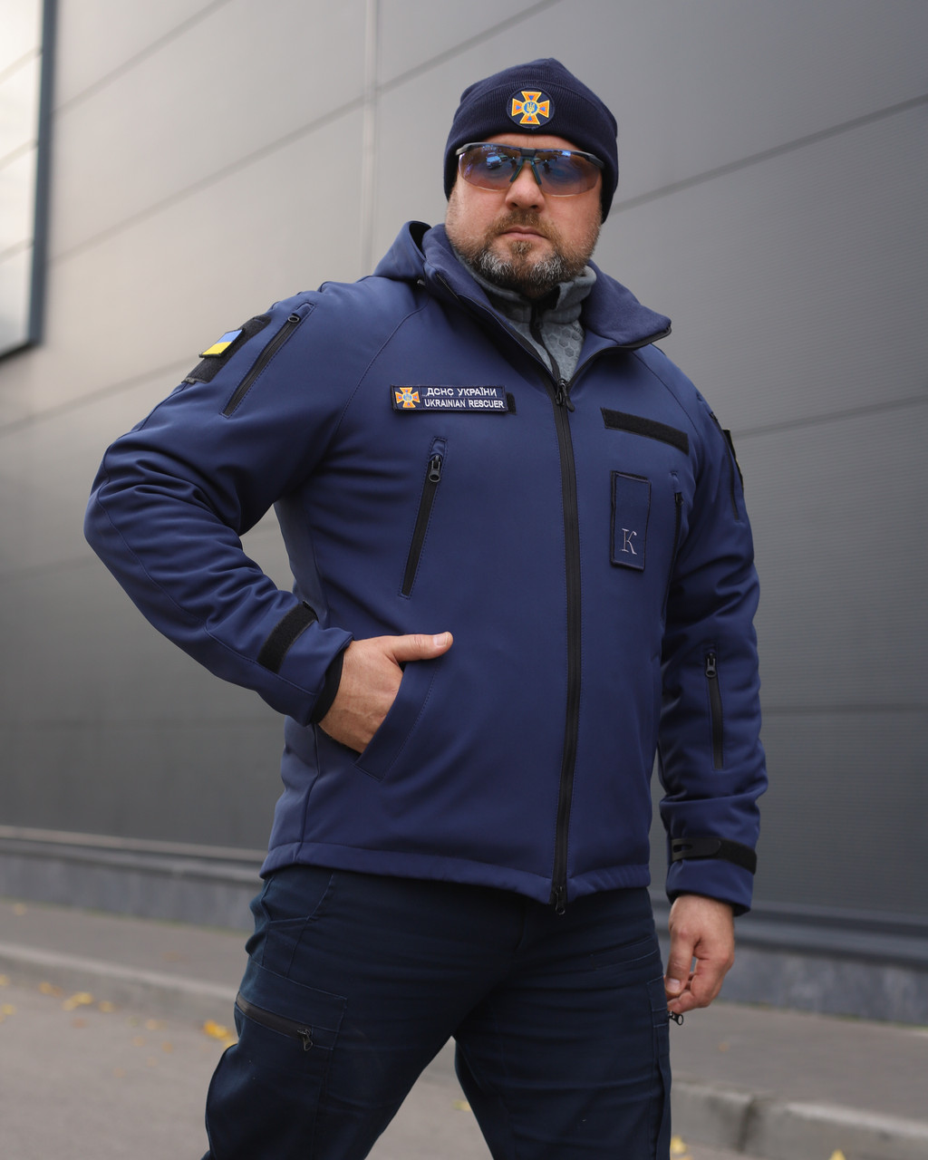 Куртка тактична Хантер Софтшелл синя на сітці