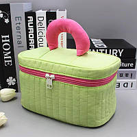 Косметичка на молнии с ручкой 24 х 14 х 15 см Зеленая