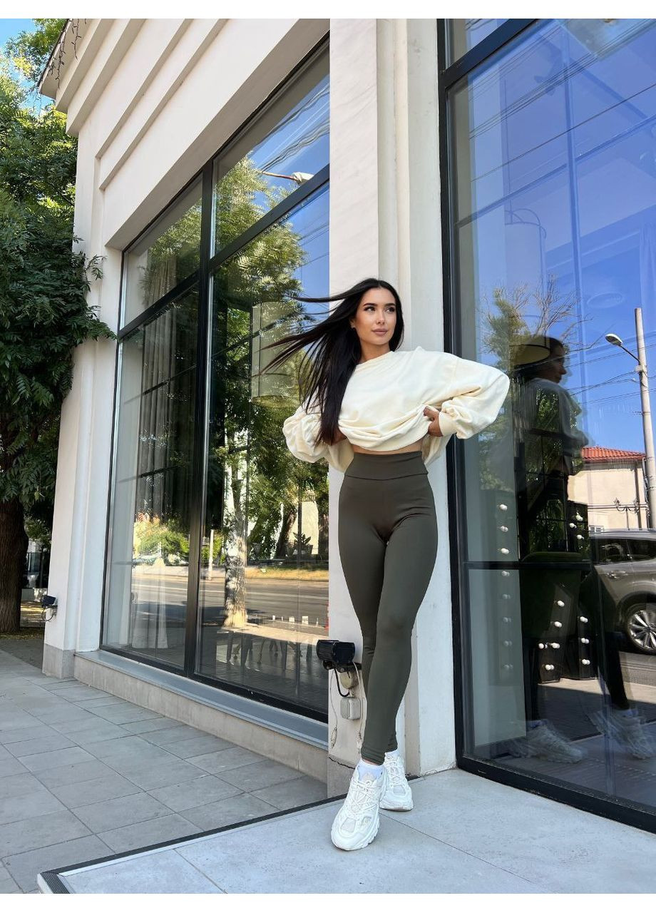 Утеплені лосини з флісовим начосом зима, хакі та чорні 42-44 •46-48•50-52, фото 1