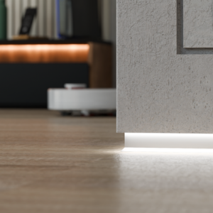 Плінтус прихованого монтажу АСПЛ-35 з LED-підсвіткою алюмінієвий 35 мм, срібний