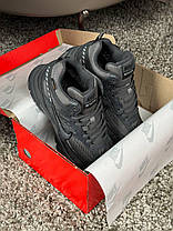 Чоловічі кросівки зимові Nike Initiator High Grey Winter Fur Найк Ініціатор сірі високі шкіра кордура хутро зима, фото 2