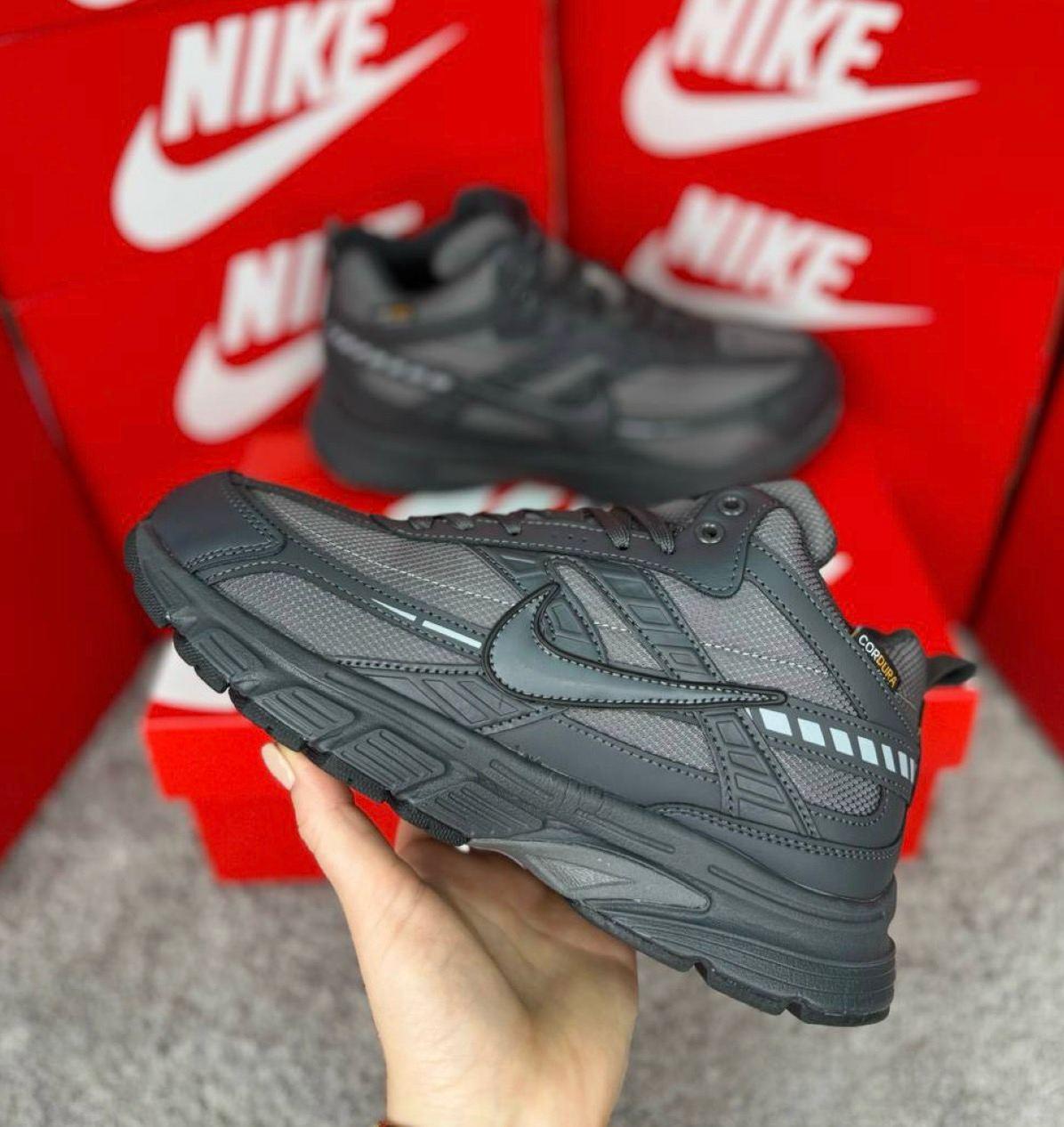 Чоловічі кросівки зимові Nike Initiator High Grey Winter Fur Найк Ініціатор сірі високі шкіра кордура хутро зима