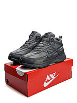 Чоловічі кросівки зимові Nike Initiator High Grey Winter Fur Найк Ініціатор сірі високі шкіра кордура хутро зима, фото 4