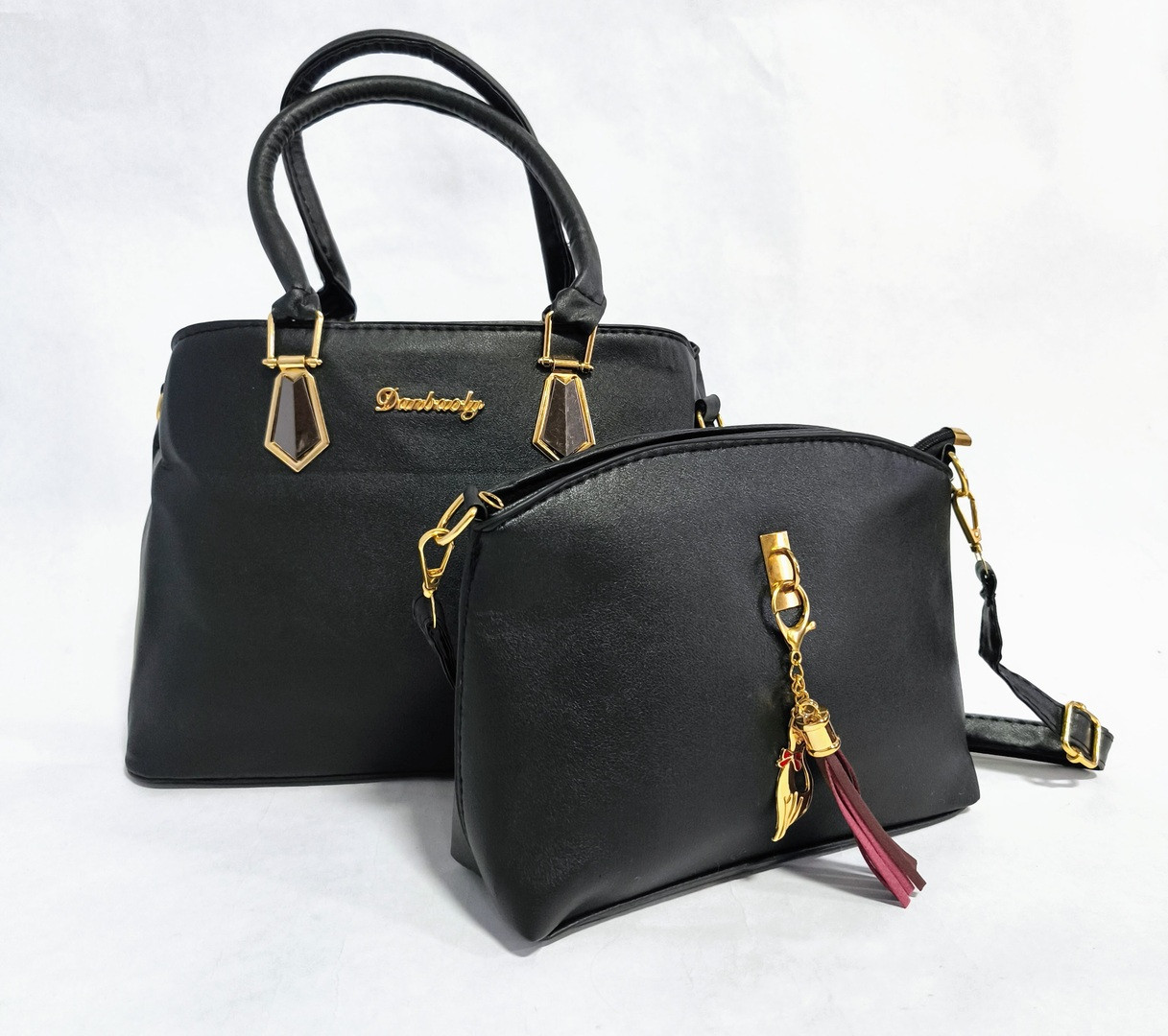 Сумка жіноча набір 2в1 еко-шкіра 30*20*12см чорна (5-0220)