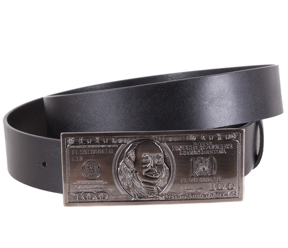 Чоловічий ремінь з натуральної шкіри під джинси BLX5163-95 чорний, фото 1