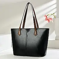 Сумка жіноча міська еко-шкіра 42*28см чорна (200-610)