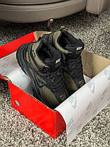 Чоловічі кросівки зимові Nike Initiator High Khaki Black Winter Fur Найк Ініціатор хакі чорні високі шкіра кордура хутро зима, фото 2