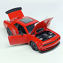 Металева машинка Dodge Challenger SRT Hellcat GT12099-3 — червона інерційна модель авто зі світлом і звуком, 21 см, фото 5