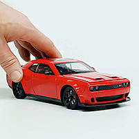 Металева машинка Dodge Challenger SRT Hellcat GT12099-3 — червона інерційна модель авто зі світлом і звуком, 21 см, фото 6