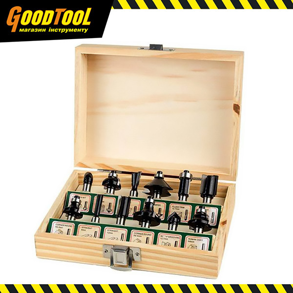 Комплект фрез по дереву 12 шт. Tolsen (75680)