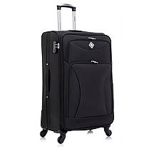 Велика дорожня валіза на колесах Bonro Tourist L тканинна чорна з кодовим замком і висувною ручкою, фото 3