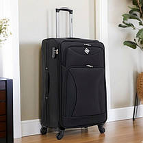 Велика дорожня валіза на колесах Bonro Tourist L тканинна чорна з кодовим замком і висувною ручкою, фото 2