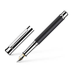 Ручка перова OttoHutt серії Design 04 Fountain Pen Checked guilloche frosted Black Platin, корпус чорний, перо F (0.5 мм), 954301