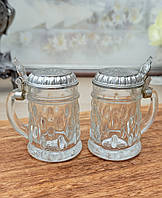 Два колекційні мінібокала, чарки з олов'яною кришкою, скло, олово, Німеччина, BMF