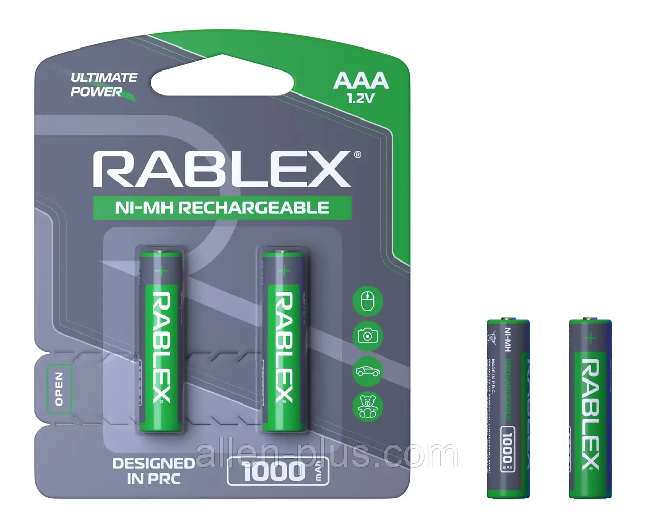 Акумулятори Rablex HR03/AAA 1.2V 1000 mAh NI-MH (2шт на блістері), фото 1