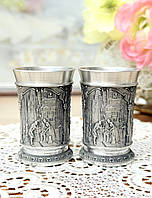 Набір із двох колекційних олов'яних чарок, харчове олово, Німеччина, Шедеври Карла Шпіцвега