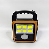 Ліхтар акумуляторний з сонячною панеллю і функцією Power Bank LED COB, потужний ручний ліхтар-прожектор, HS-8020D-Orange, фото 2