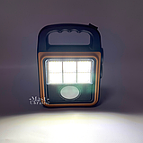 Ліхтар акумуляторний з сонячною панеллю і функцією Power Bank LED COB, потужний ручний ліхтар-прожектор, HS-8020D-Orange, фото 5