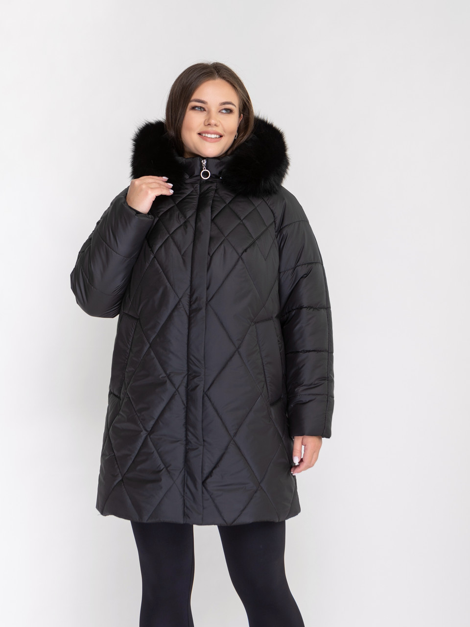 Жіноча зимова стьобана куртка в розмірах 54-70 модель Li-172, фото 1