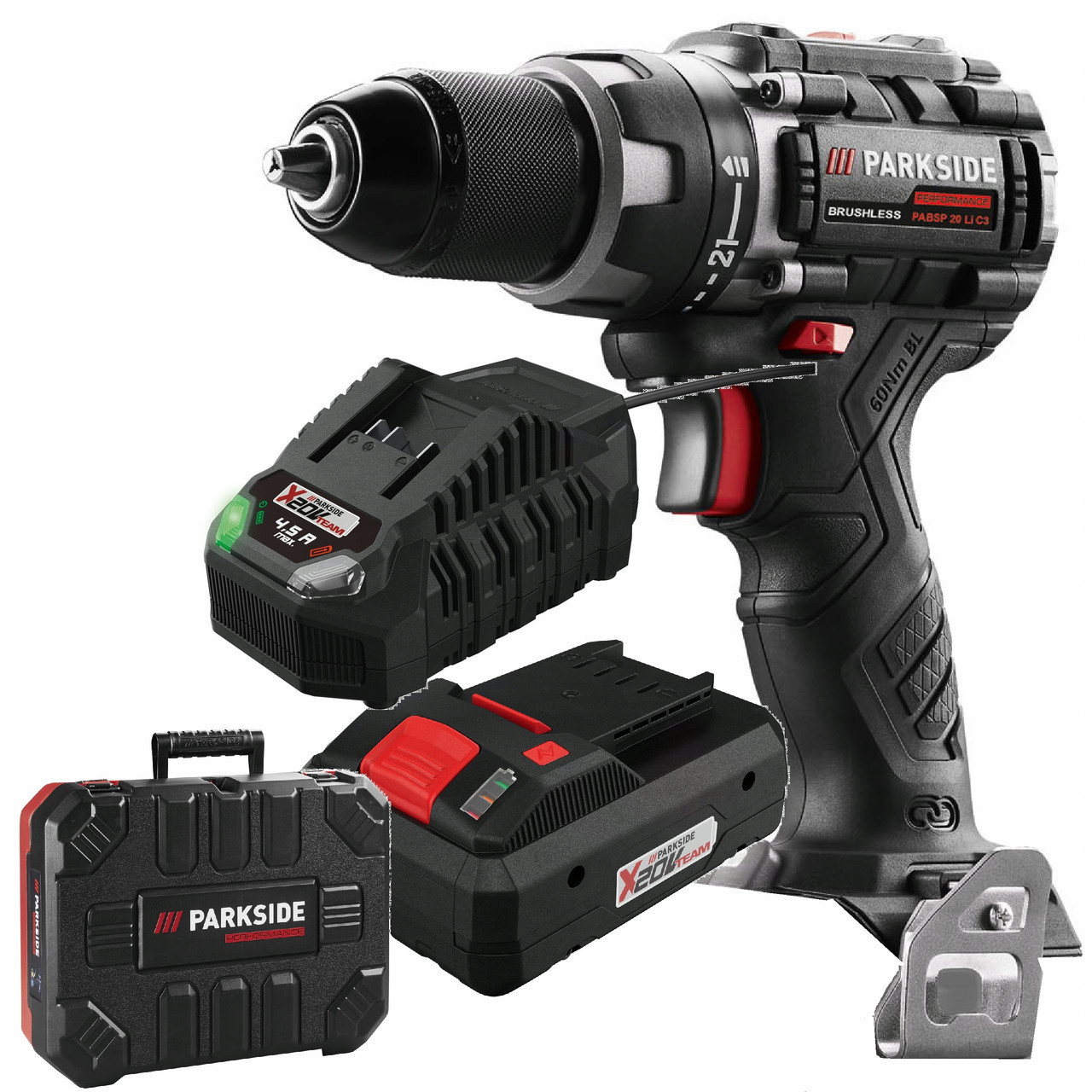 Дриль-шуруповерт PARKSIDE PERFORMANCE PABSP 20-LI C4+ акумулятор 4 Ah SMART, фото 1